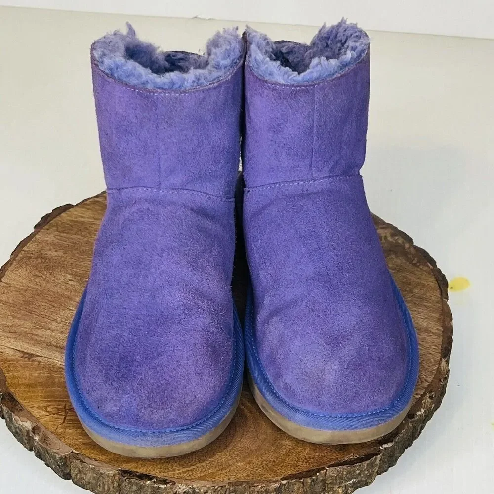 Ugg Koolaburra Star Mini Lined Sheepskin Boots Purple Kids Youth Size 4